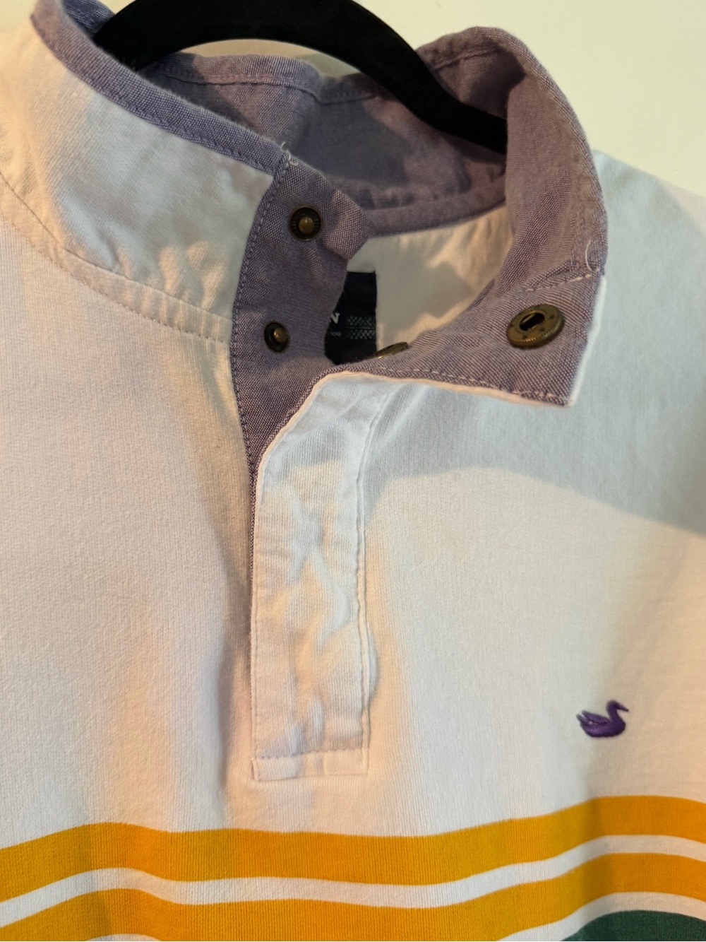 Southern Marsh White Rugby Pullover with Yellow, Green & Navy Stripes - Picture 2 of 5